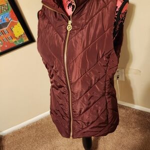 Michael Kors Maroon Quilted Vest